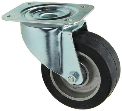 Mack by Tente 1058941 - Lenkrolle Gummi schwarze Lauffläche Aluminiumfelge, Platte 100 mm | 5 Stück