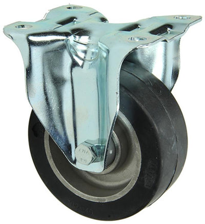 Mack by Tente 1058930 - Bockrad mit schwarzer Lauffelge aus Gummi, Platte 100 mm | 4 Stück