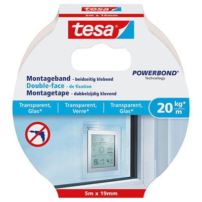 Tesa 1051180 - Powerbond® Montageband transparent 5m:19mm | 5 Stück