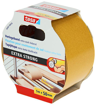 Tesa 1054487 – Teppichband extra stark 5 m x 50 mm | 6 Stück