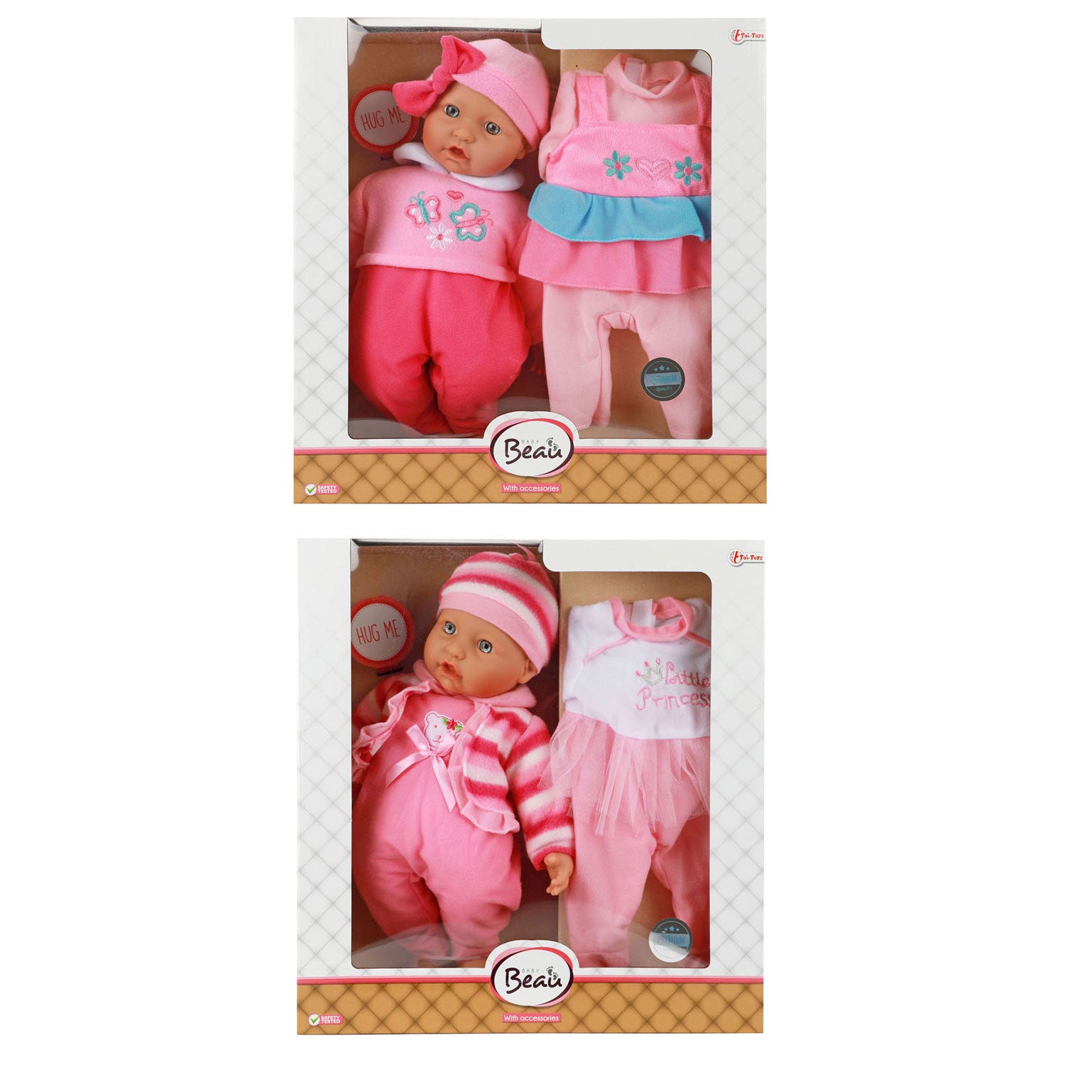 Baby Beau Babypop mit Bekleidungsgeschenkset