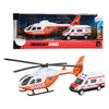 Toi-Toys Metall-Trauma-Hubschrauber und Krankenwagen Orange