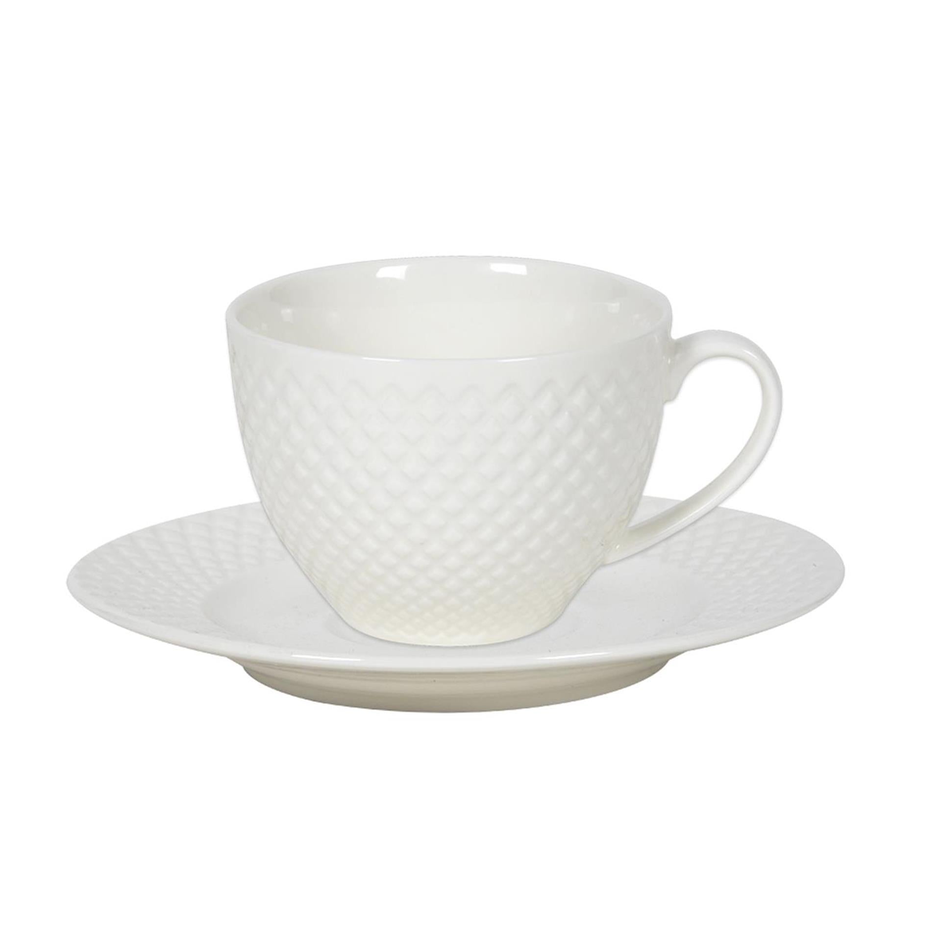 Tassen- und Untertassen-Set, Diamant, 220 ml, 6er-Box