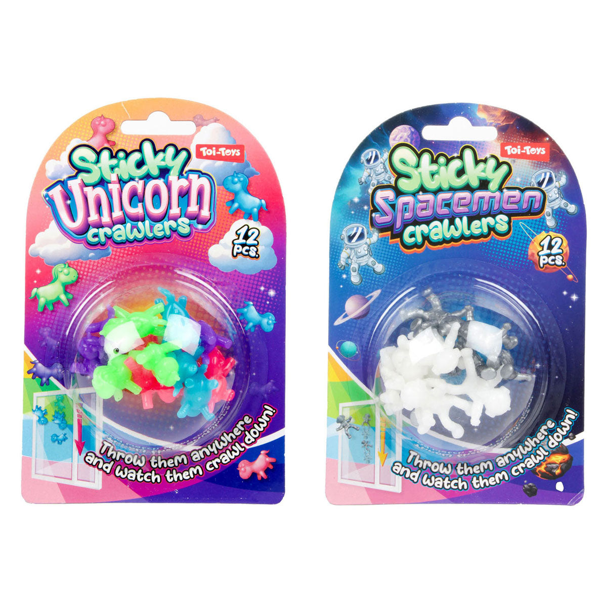 Toi-toys lustige Mini Fenster Crawler Unicorn oder Astronaut, 12st.