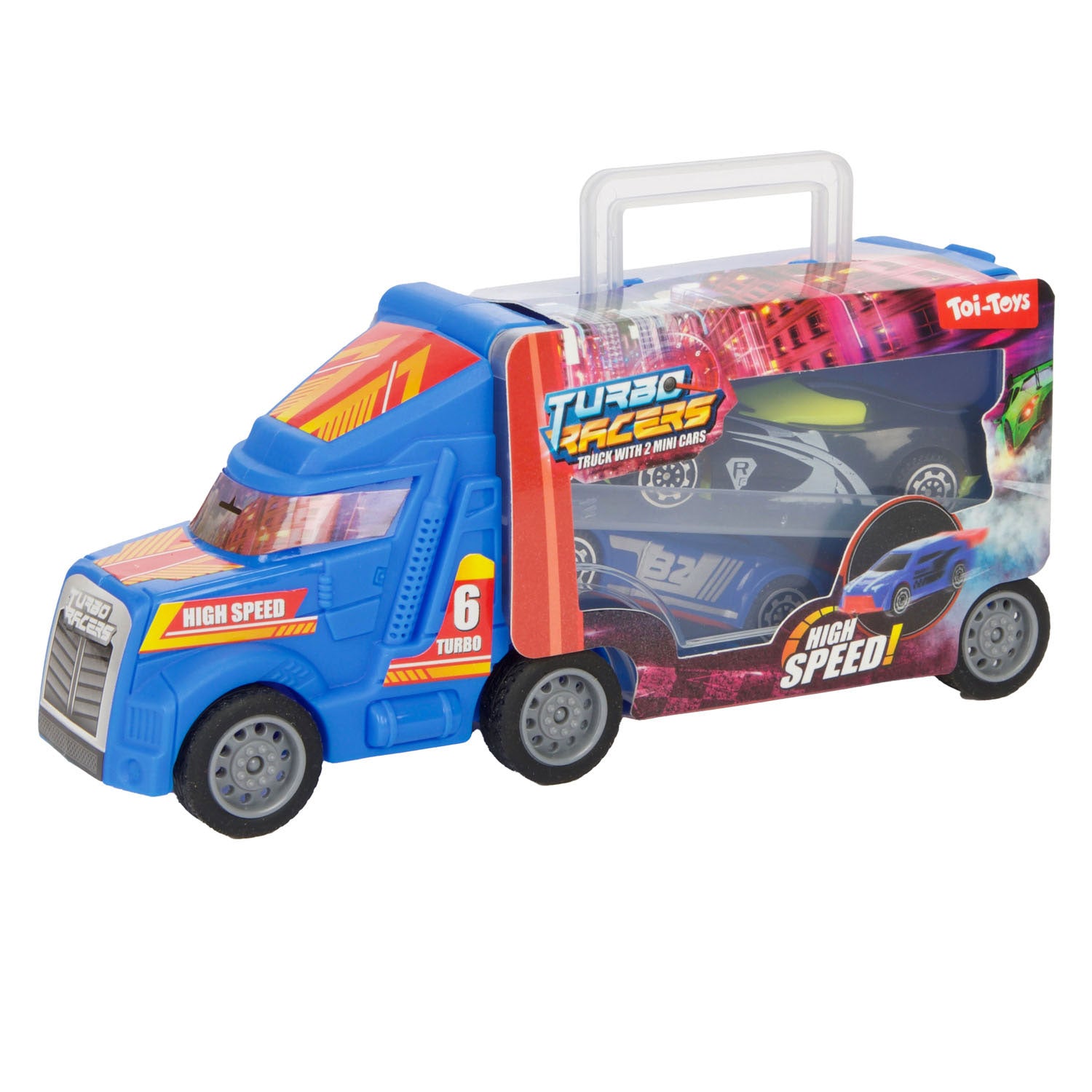 Toi-Toys Turbo Racers Truck mit Rennwagen, 3dlg.