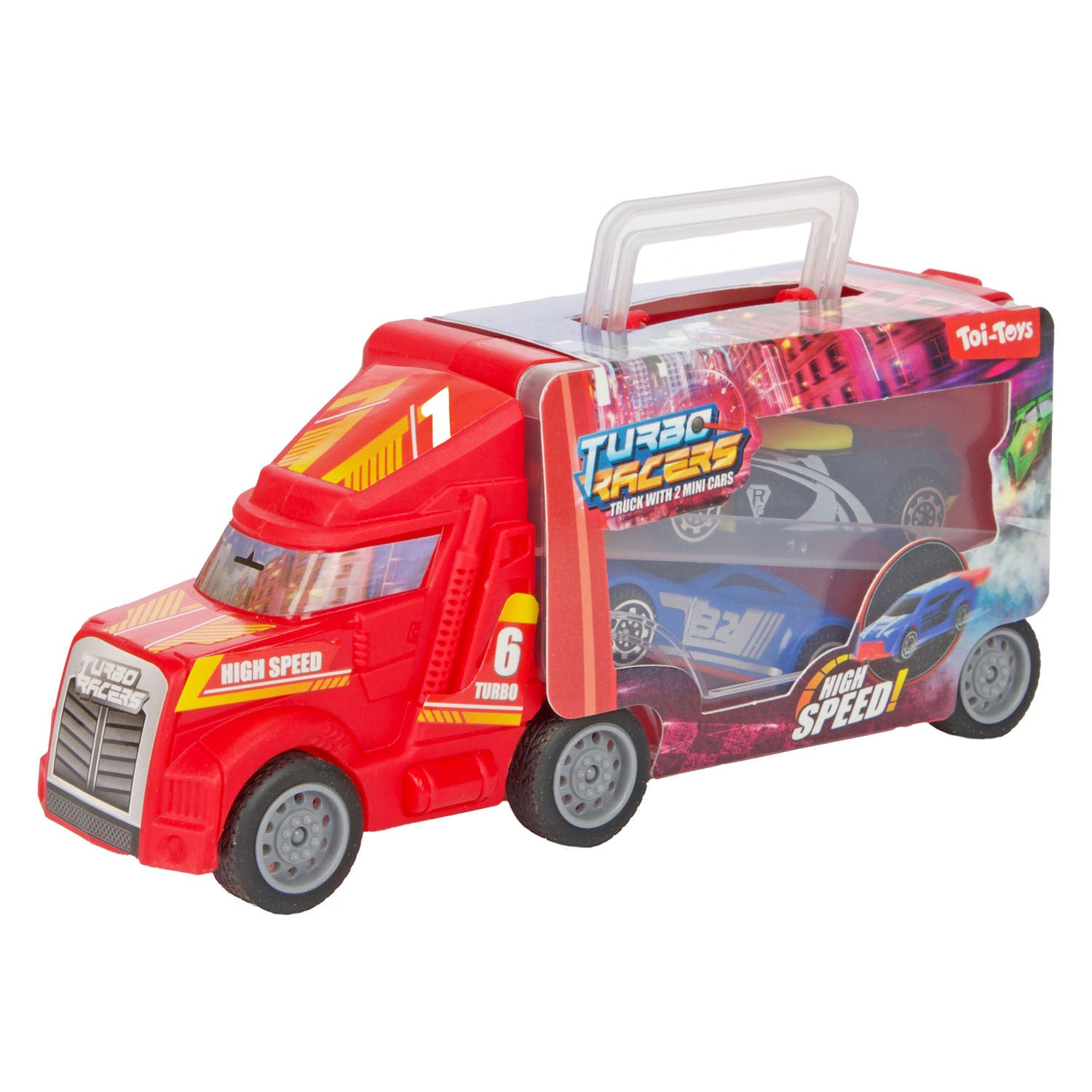 Toi-Toys Turbo Racers Truck mit Rennwagen, 3dlg.