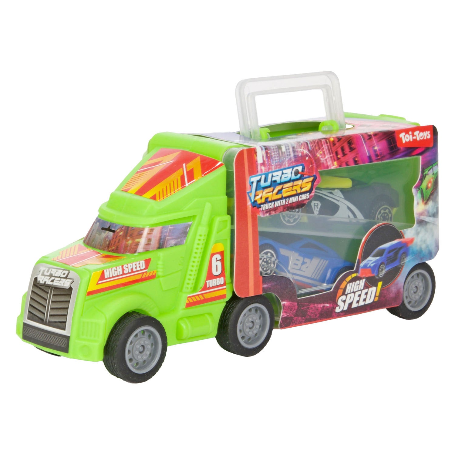 Toi-Toys Turbo Racers Truck mit Rennwagen, 3dlg.
