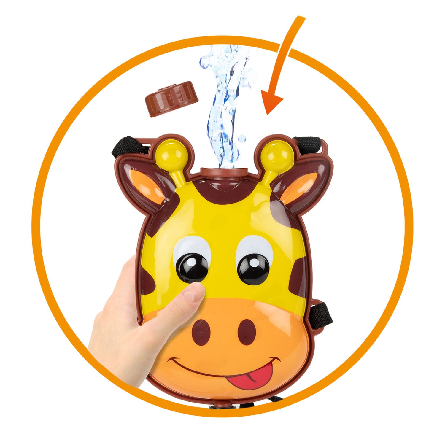 Spritzwasserpistole Giraffe mit Rucksackreservoir