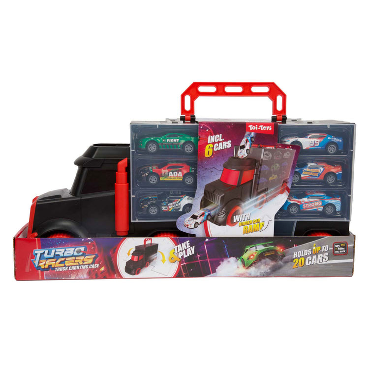 Toi-Toys Turbo-Rennfahrer LKW mit 6 Rennwagen mit 6 Rückzugsern