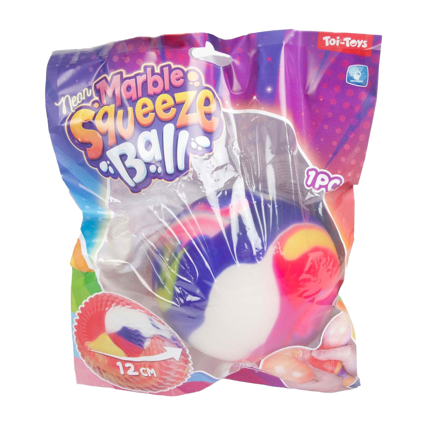 Toi-Toys Fun Squeeze Ball Neon Marmor mit Schaum, 12 cm