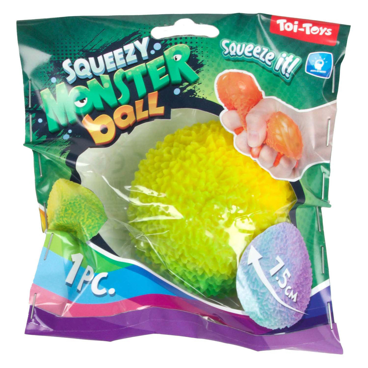 Toi-toys lustige Textuurknijmbal-Moos mit Schaumstoff, 8 cm gefüllt