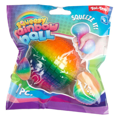 Toi-toys lustige textuurknijmbal regenboog bänderschaum, 7 cm