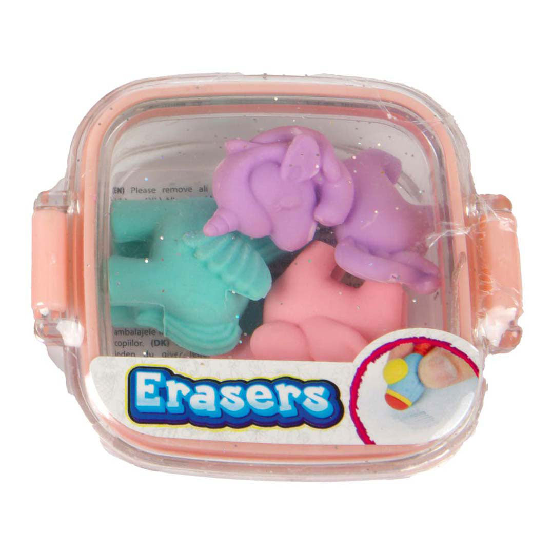 Toi-toys Radiergummis Mini-Set in Glitzerbox - Einhörner, 5-tlg.
