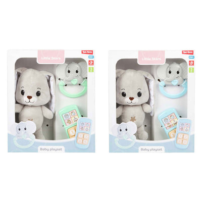 Toi-toys Little Stars Baby Kuscheltier Plüschhase mit Rassel und Telefon, 3-tlg.