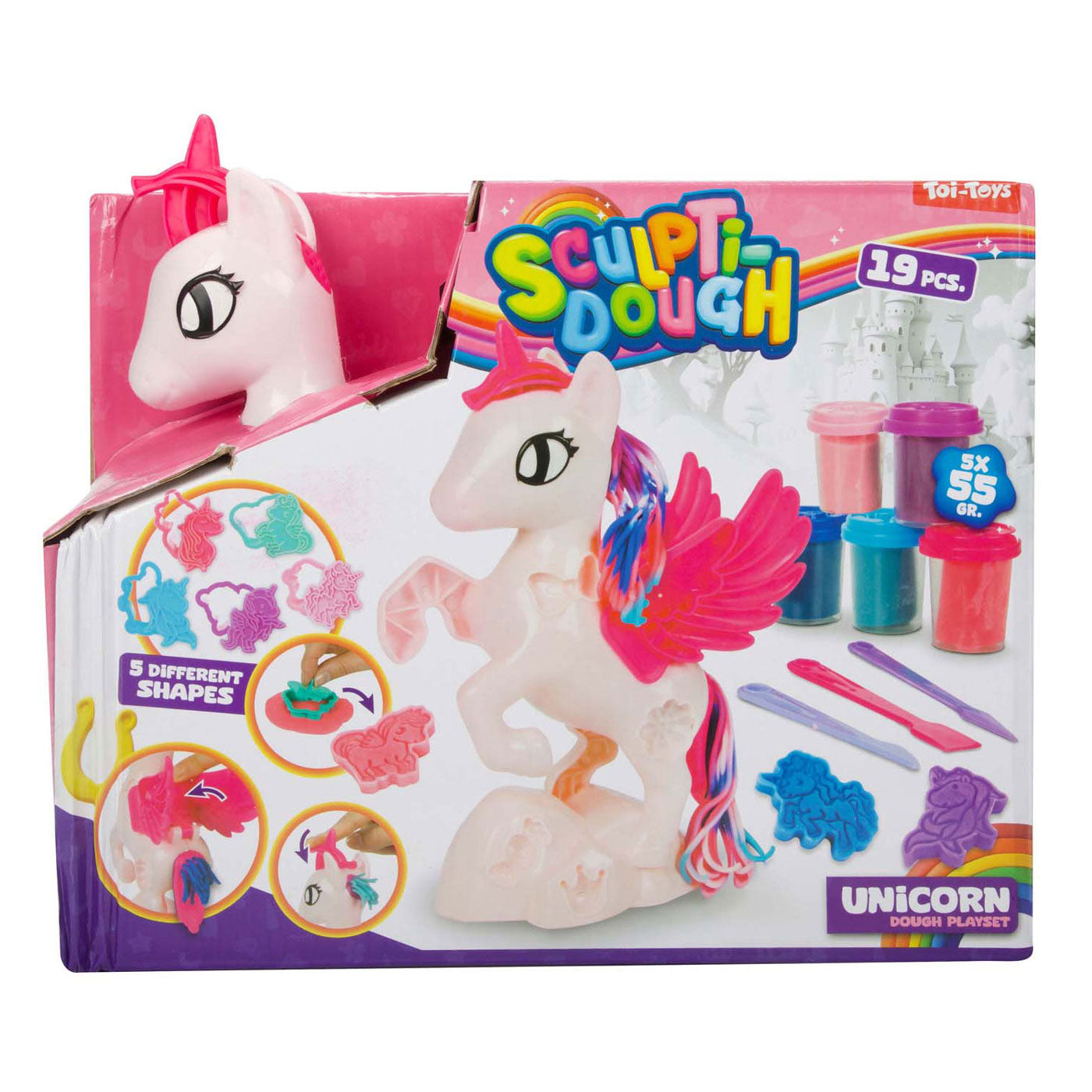 Toi-toys Sculptidough Ton-Set Einhorn, 5-teilig.