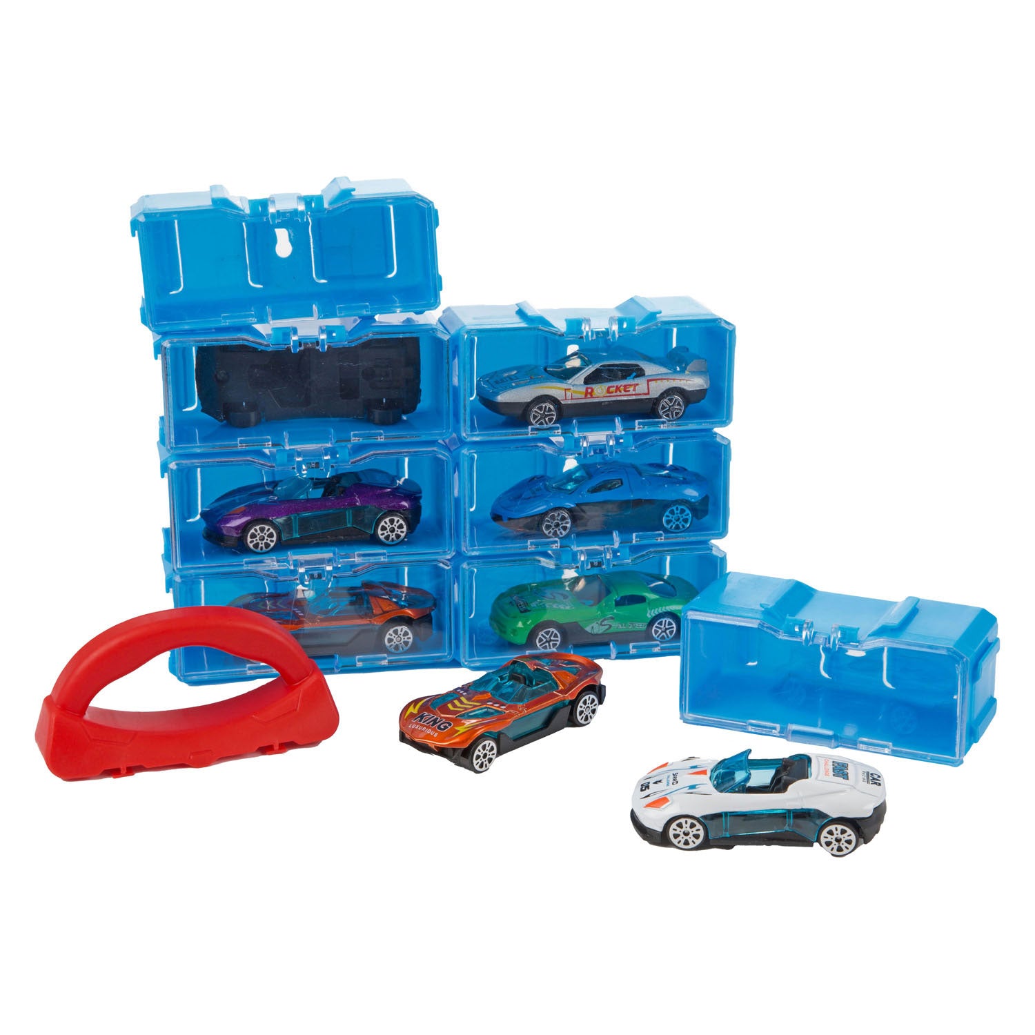 Toi-toys Turbo-Racer-Aufbewahrungskoffer mit 8 Metallautos – 1:45