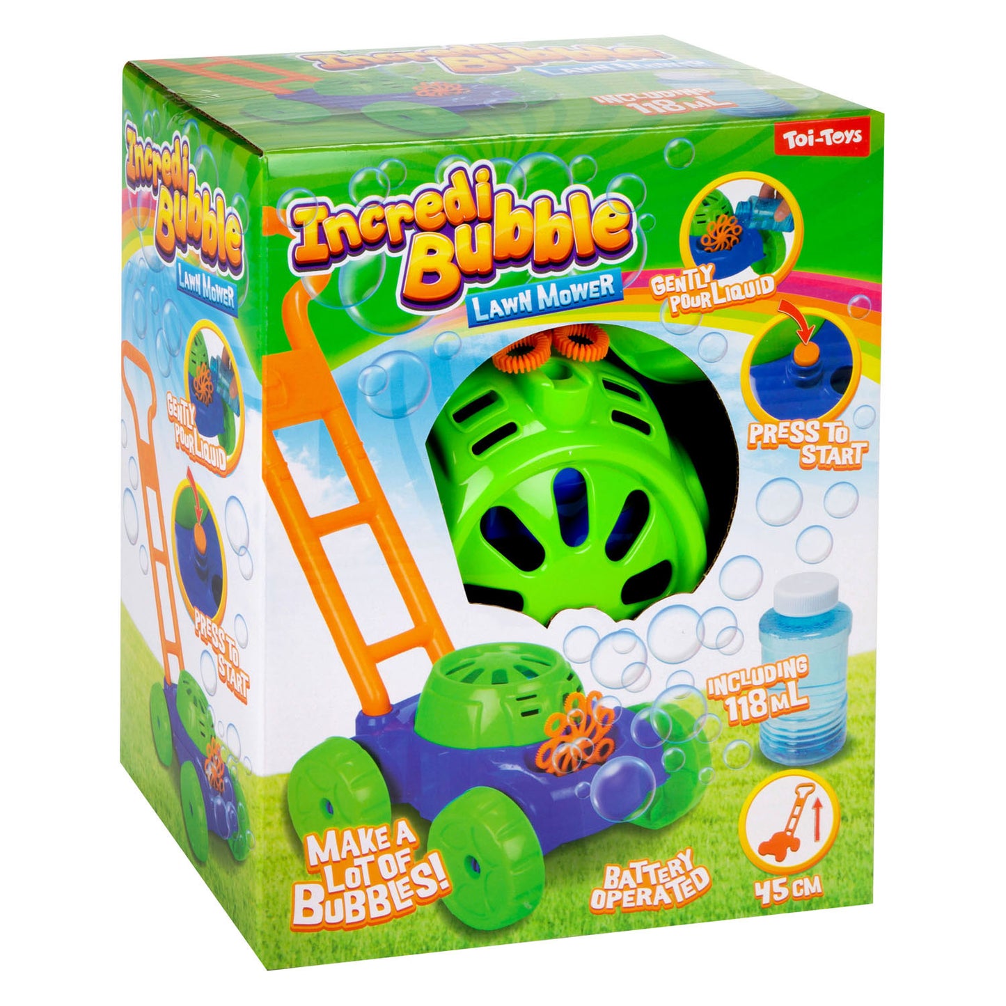 Toi-toys Seifenblasenmaschine Rasenmäher mit Seifenblasengebläse – 118 ml