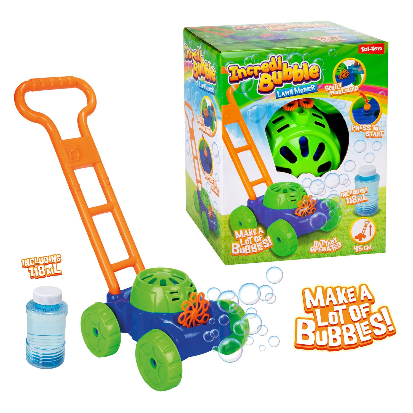 Toi-toys Seifenblasenmaschine Rasenmäher mit Seifenblasengebläse – 118 ml