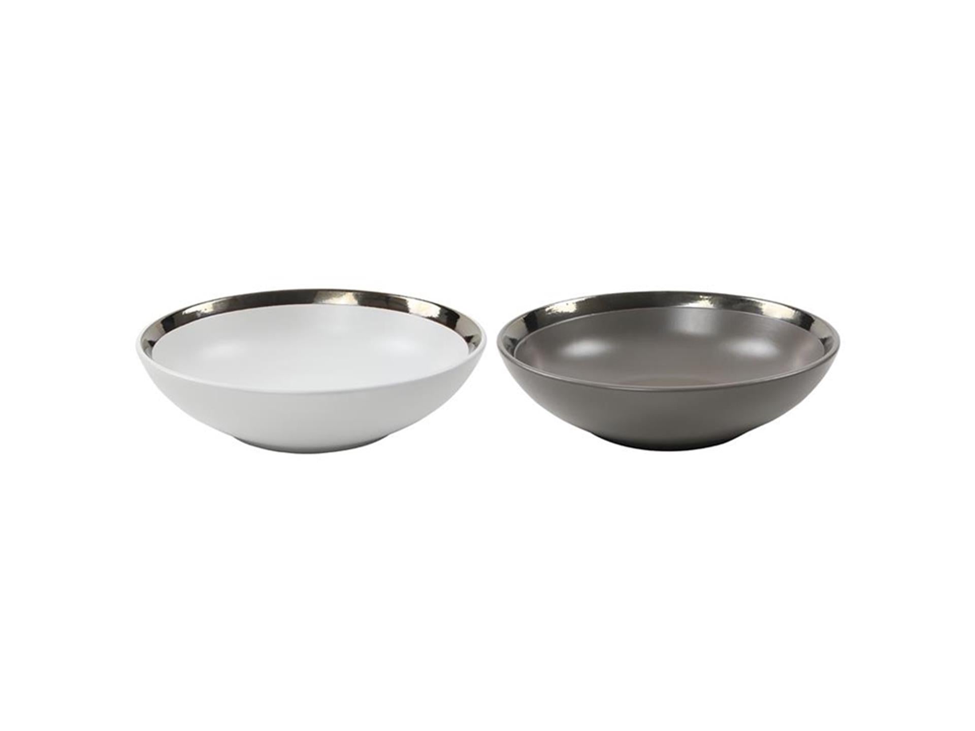 Svenska Living tiefer Teller Venedig ø20cm 6 Stück grau weiß