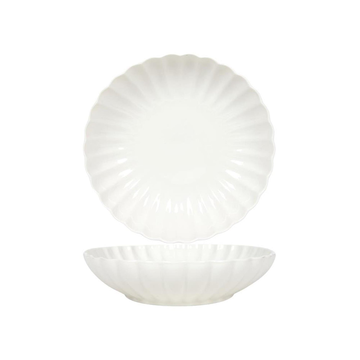 Svenska Living tiefer Teller ø20cm Blume gebrochenes Weiß 6 Stk