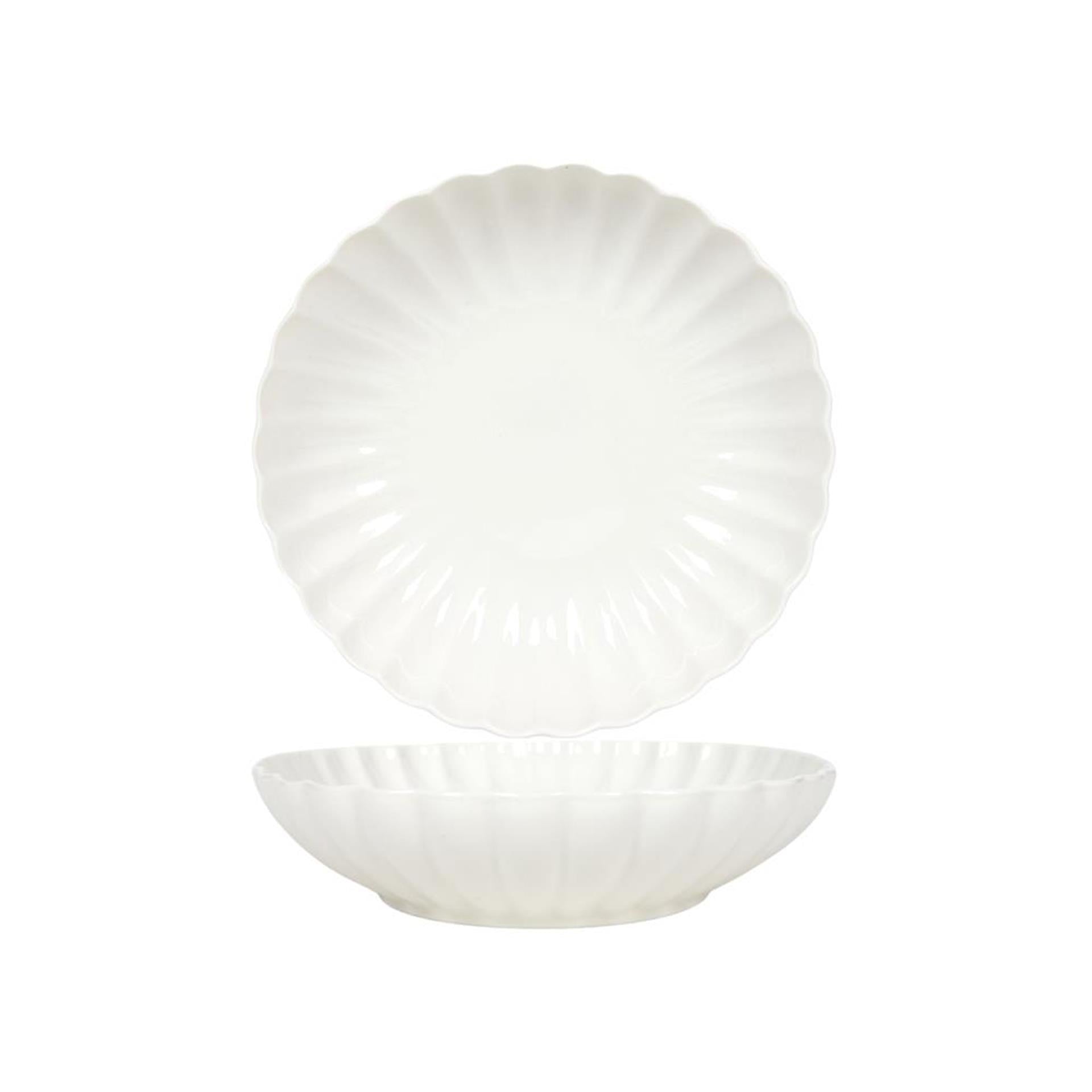 Svenska Living tiefer Teller ø20cm Blume gebrochenes Weiß 6 Stk