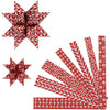 Vivi Gade Papierflechtstreifen, L: 44+78 cm, B: 15+25 mm, T 6,5+11,5 cm, rot, weiß, 60 Streifen 1 Box