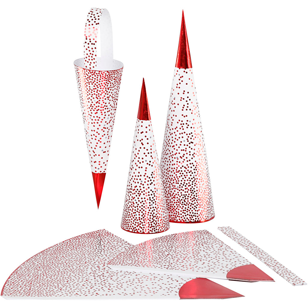 Vivi Gade Kegel, H: 18+28 cm, 120 g, rot, weiß, 3 Stück 1 Box