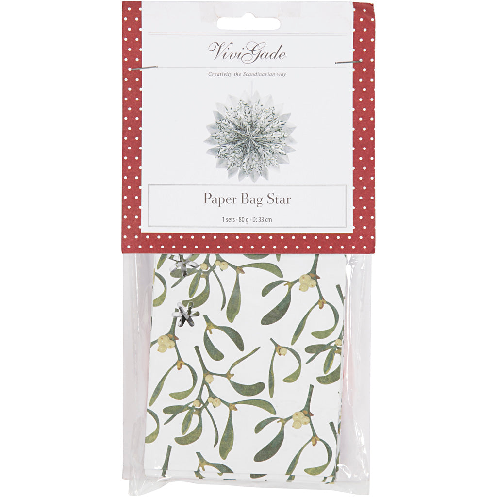 Vivi Gade Stern aus Papiertüten, 80 gr, grün, weiß, 1 Set
