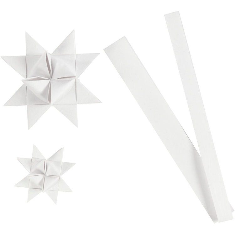 Vivi Gade Papierflechtstreifen, L: 44+78 cm, T 6,5+11,5 cm, B: 15+25 mm, weiß, 32 Streifen 1 Box