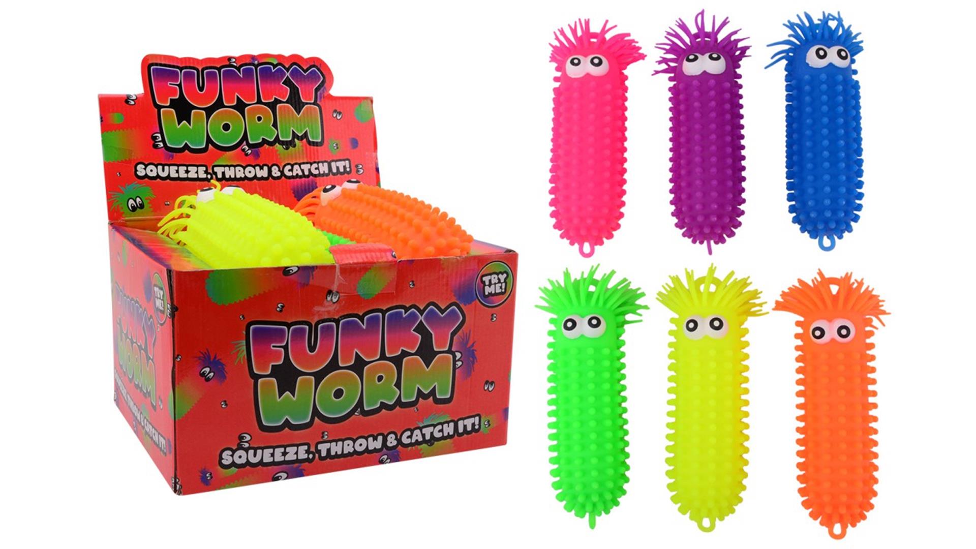 Johntoy Fluffy Worm groß mit Augen, 28 cm