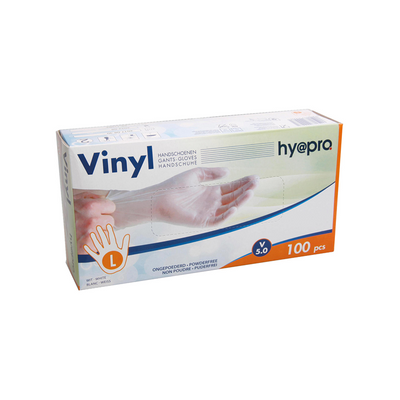 Hy@pro 1066459 – Handschuh-Vinyl, groß, weiß, ungepudert, Box 100 Stück | 5 Stück