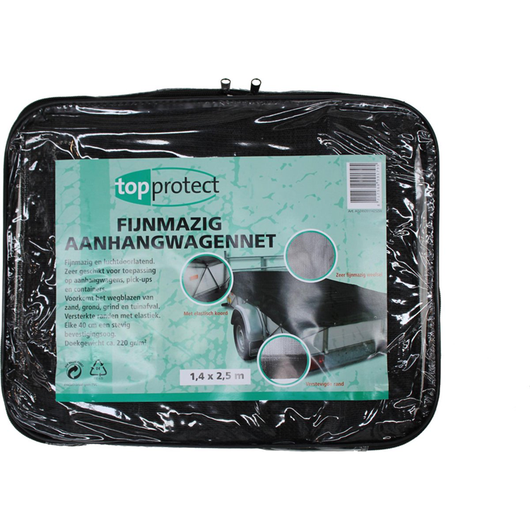 Konvox 1035263 - Anhängernetz 200x300 grün mit feinmaschiger Kordel | 1 Stk