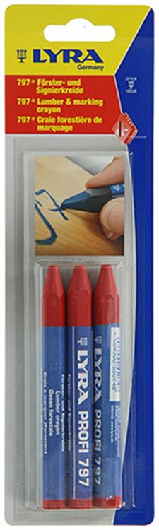 Lyra 1052114 - Markierungskreide 3 Stück ø12x120mm rot | 5 Stück