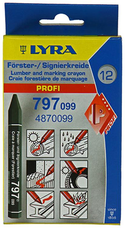 Lyra 1004744 - Markierungskreide 12 Stück ø12x120mm schwarz | 4 Stück