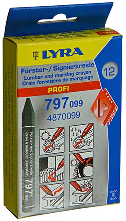 Lyra 1004744 - Markierungskreide 12 Stück ø12x120mm schwarz | 4 Stück