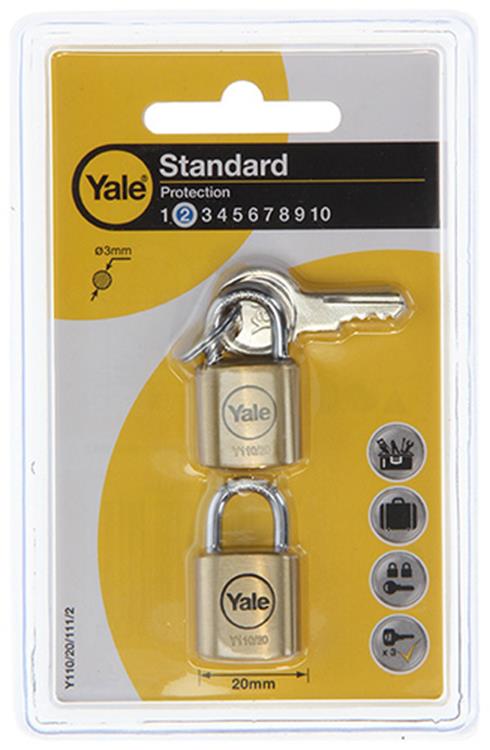 Yale 1059363 – Vorhängeschloss 20 mm 2 gleich | 6 Stück