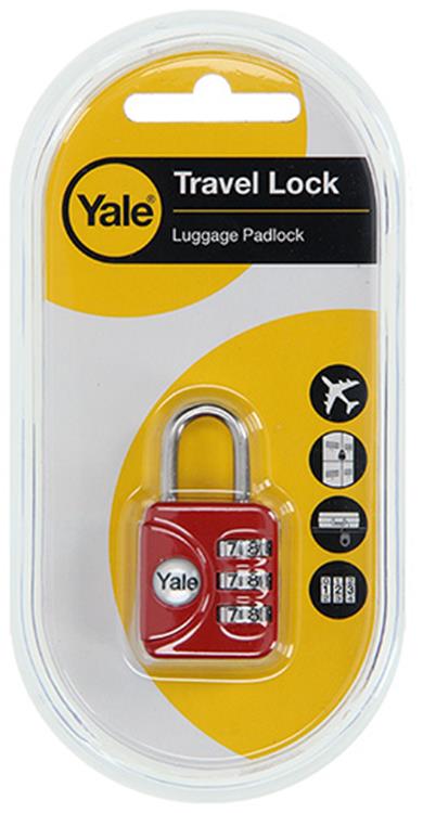 Yale 1018567 – Gepäckkombinations-Vorhängeschloss rot YP1 28 121 1R 28 mm | 5 Stück