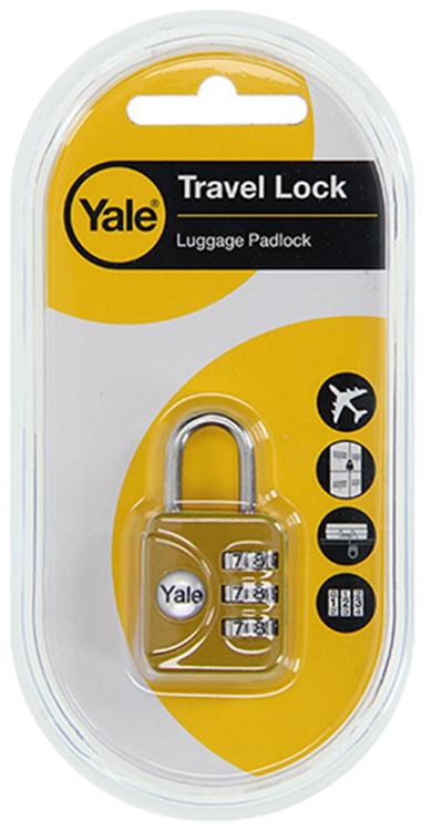 Yale 1018568 – Gepäckkombinations-Vorhängeschloss gelb YP1 28 121 1 Jahr 28 mm | 5 Stück