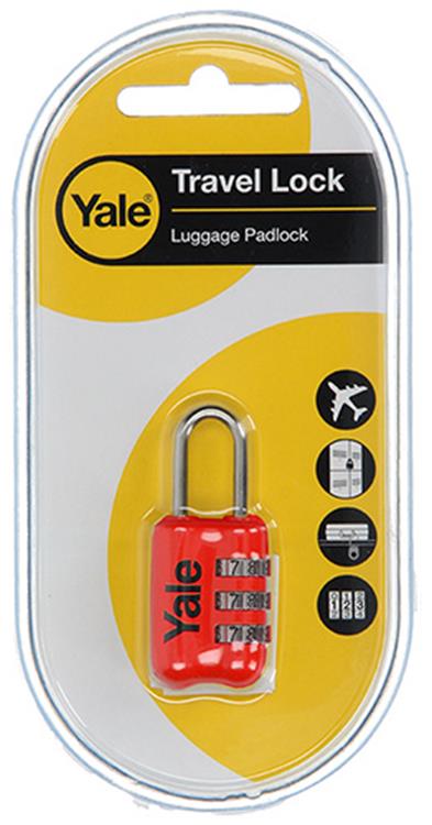 Yale 1018570 – Gepäckkombinations-Vorhängeschloss rot YP2 23 128 1R 23 mm | 5 Stück