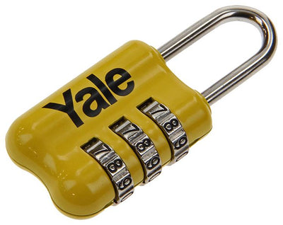 Yale 1018571 – Gepäckkombinations-Vorhängeschloss gelb YP2 23 128 1 Jahr 23 mm | 5 Stück