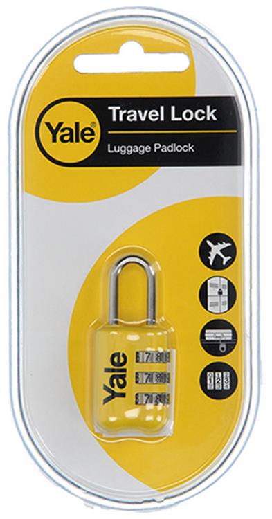 Yale 1018571 – Gepäckkombinations-Vorhängeschloss gelb YP2 23 128 1 Jahr 23 mm | 5 Stück