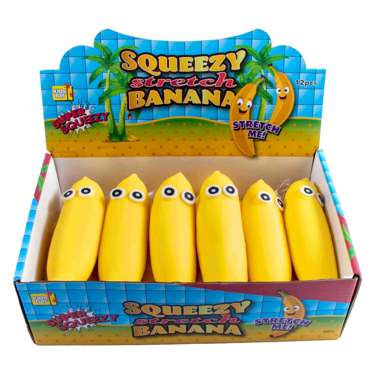 Jono Toys Squeeze lustige Bananen Anti-Stress-Stretch-Squeeze-Figur, 12-tlg.