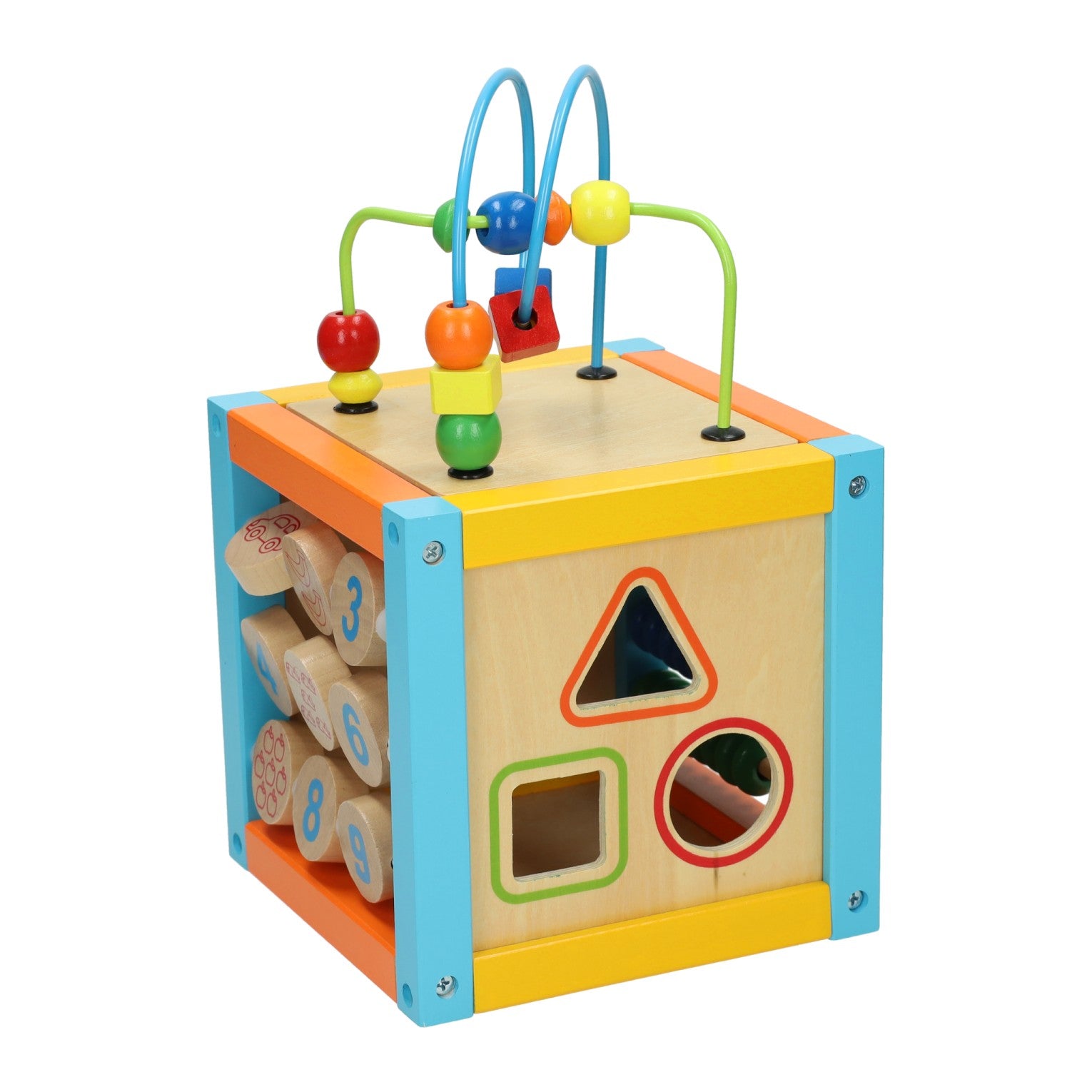 Jonotoys Primi Passi Aktivitätswürfel mit Holzperlenrahmen