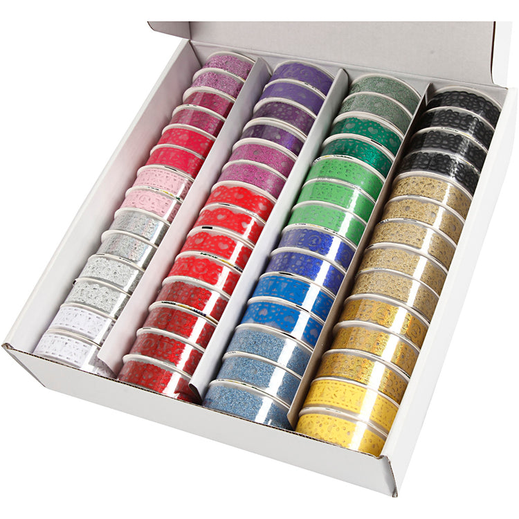 Creativ Company Spitzenband-Set, B: 15 mm, verschiedene Farben, 56x3 m 1 Karton