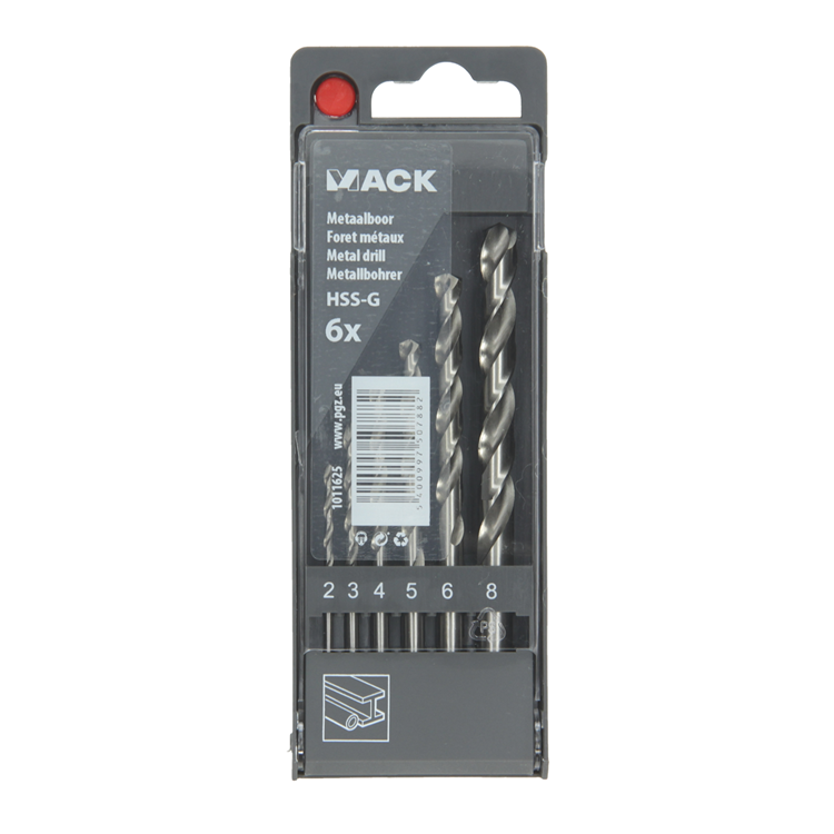 Mack 1011625 - Metallbohrer HSS G DIN 338 Set 6-teilig 2-8mm | 5 Stück