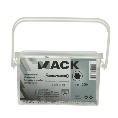 Mack 1004975 – Terrassenschraube SS410 200 Stück 5,0 4,0 x 60 mm | 6 Stück