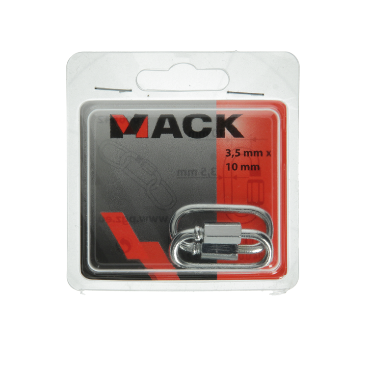Mack 1006842 - 2 leere Glieder verzinkt + Mutter schwarz 3,5 mm | 5 Stück