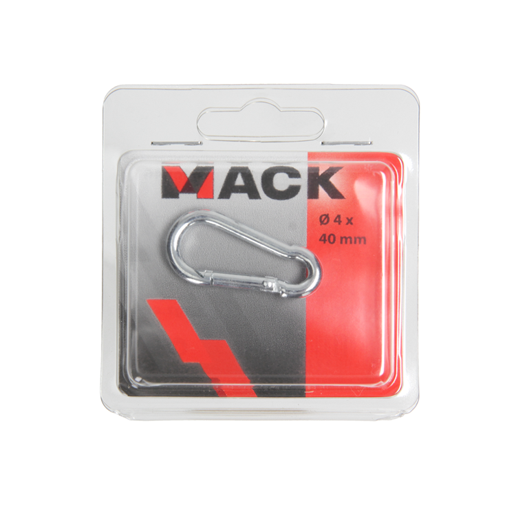 Mack 1006846 - 1 Karabiner + Feder verzinkt schwarz 40x4mm | 5 Stück