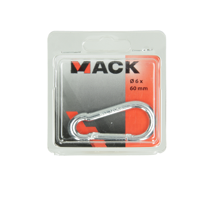 Mack 1006848 - 1 Karabiner + Feder verzinkt schwarz 60x6mm | 5 Stück