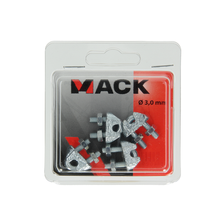 Mack 1006864 – 4 Stahldrahtklemmen Crosby verzinkt 3 mm schwarz | 5 Stück
